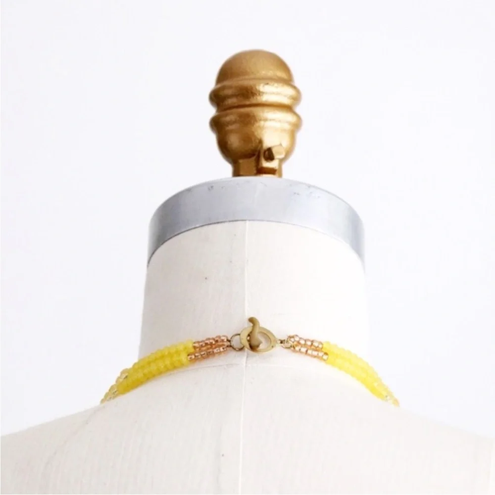 Anthropologie Pink and Yellow Beaded Necklace - Picture 4 of 4
